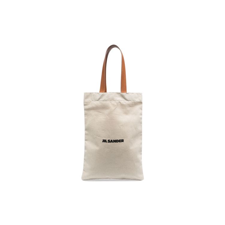 Jil Sander Classic Printed Logo Large Capacity Canvas And Leather Tote Shoulder Bag Unisex Tote Bags White JSMS852457MSB73019102