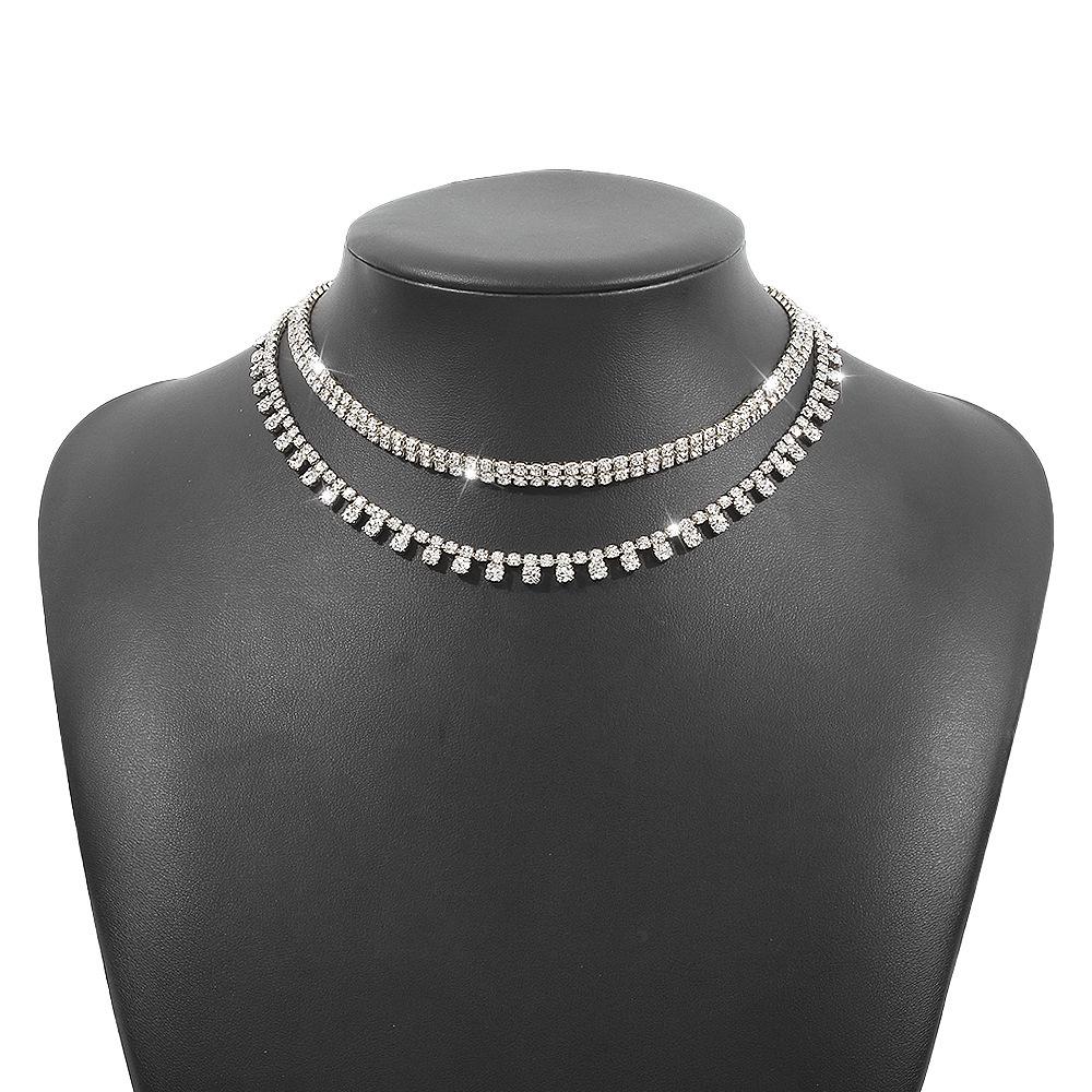 Luxury Geometric Rhinestone Tassel Necklace & Stud Earrings Set for Women
