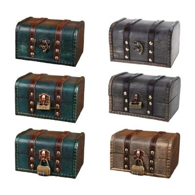 Decorative Treasure Box Vintage Wooden Large Desktop Storage Boxes for Jewelry