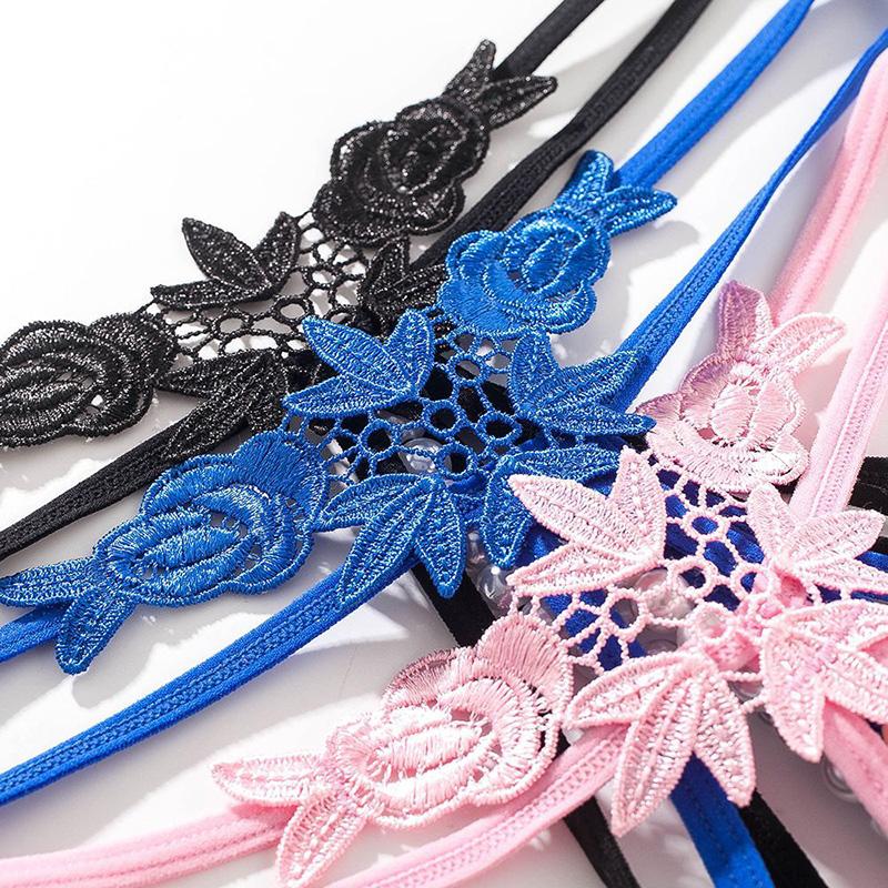 Ropa interior sexi para mujer, lencería con hilo G bordado, Tanga con entrepierna abierta, bragas con espalda en T de cintura baja 64