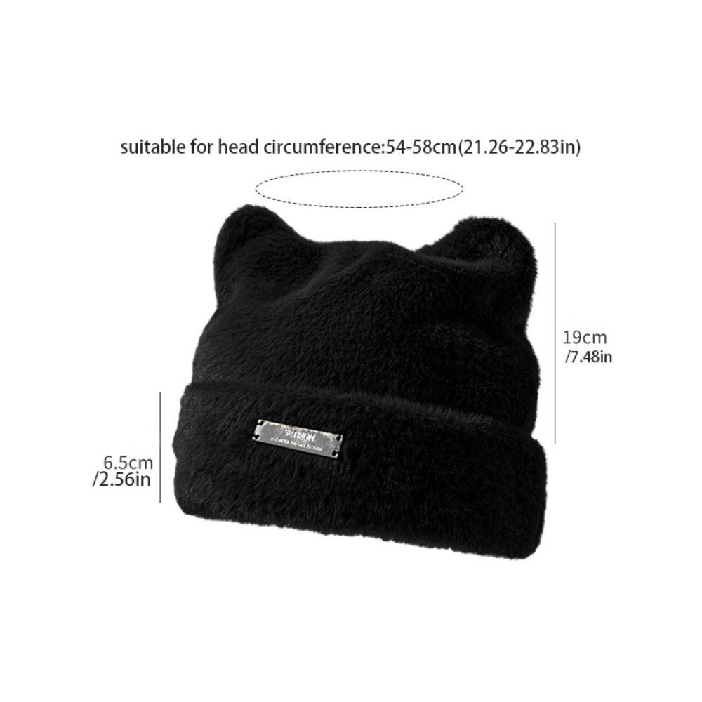 Leisure Fluffy Cat Ears Hat Bear Ears Imitation Mink Wool Knitted Cap Woolen Hat Beanie Winter Hat Outdoor