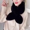 Fake Rabbit Fur Collar Scarf Women Keep Warm Thickening Fur Sjaal Colorful Cross Winter Scarf Autumn Winter Fake Fur Plush