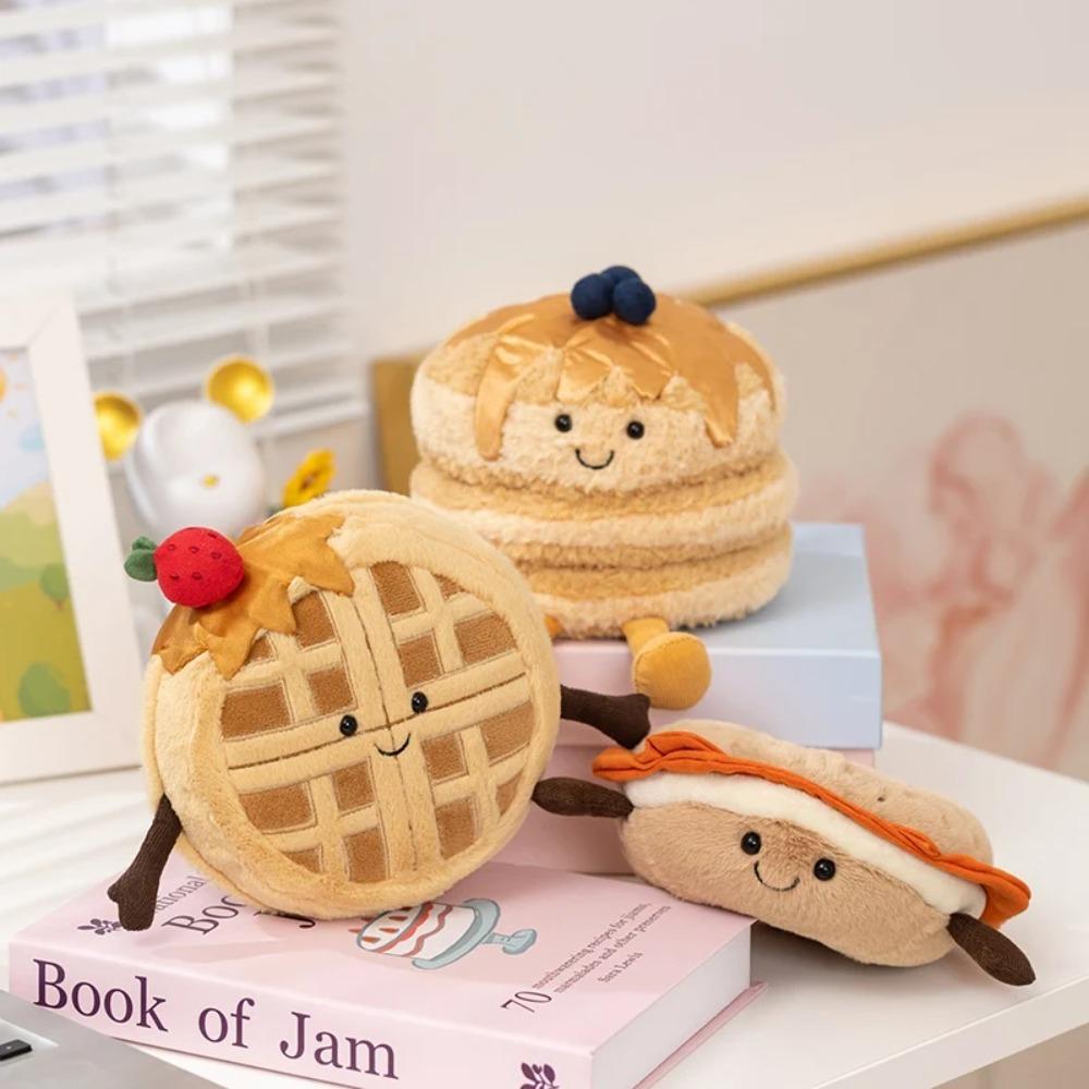 Schattige dessertserie Pluchen speelgoed Gevulde taart, eierpastei, wafel, pannenkoek, macaron, éclair Zachte pop Woondecoratie Cadeau voor kinderen