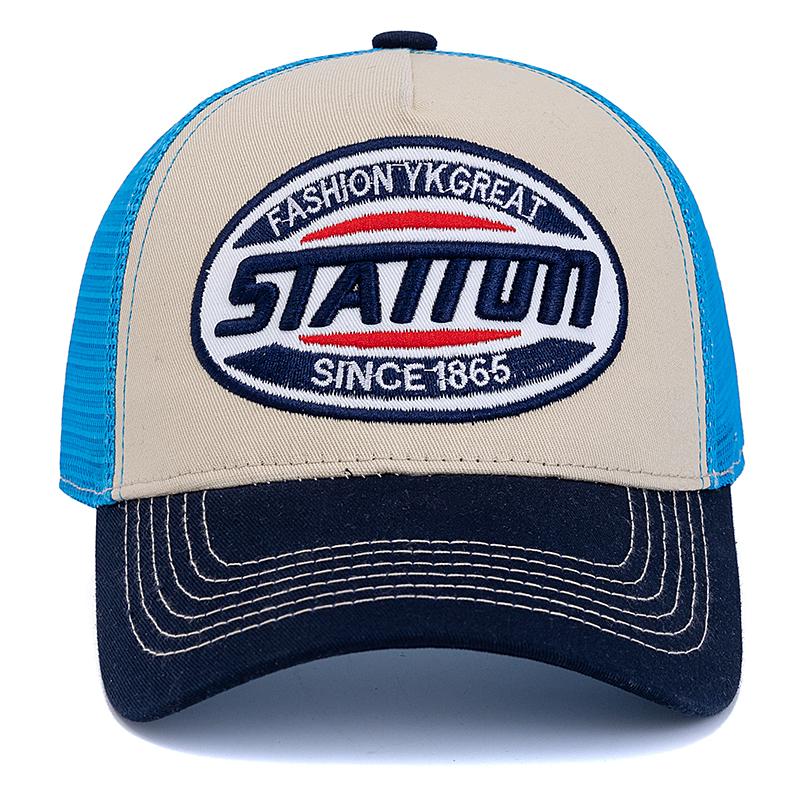 Unisex Baseballkappe Classic STATION Buchstabenmuster Mesh Cap Herren und Damen Atmungsaktive Streetwear Sommer Trucker Hat