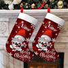 Santa Claus Snowflake Plaid Large Christmas Stocking with Hanging Rope