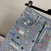 Women's Rhinestone High Waist Ripped Denim Shorts with Tassels