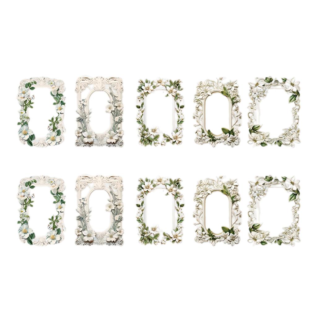 10Sheets Vintage Flower Embossed Collage Paper Vintage Frame Cutout Border for Craft Journal Decoration Valentine Card