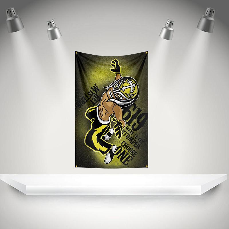 Rrey Mysterios Flag Boxer Banner 3x5ft With Brass Grommets Hd Printing Tapestry Exhibition Boxer Sports Fans Garage Decor