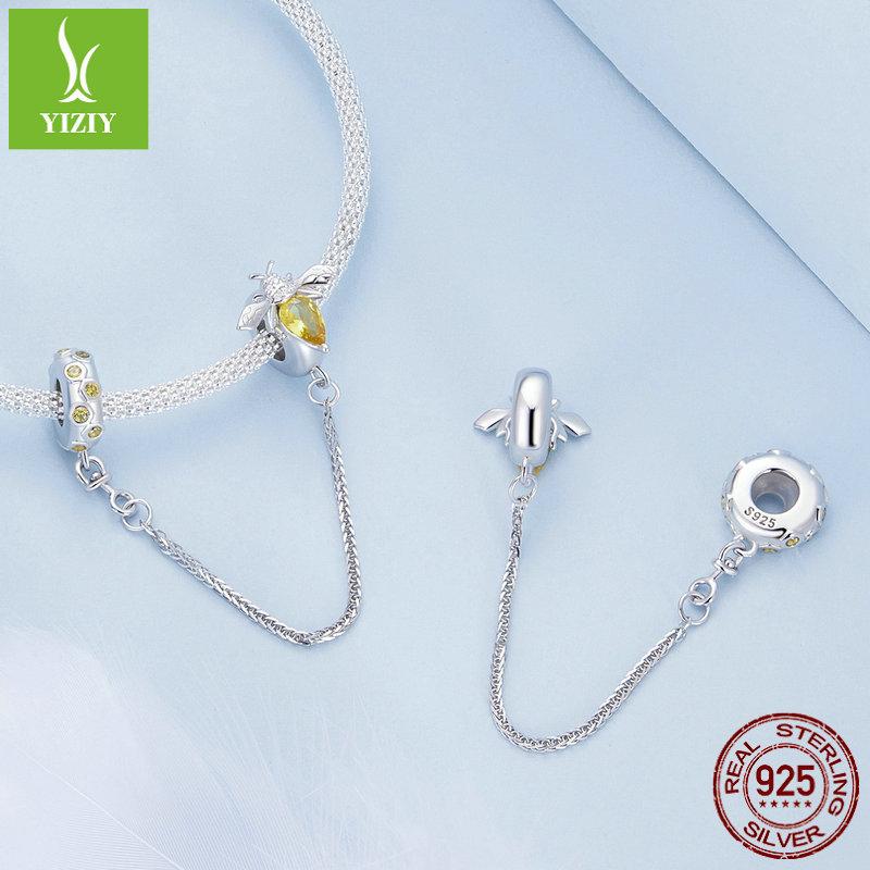 S925 Silver Bee Silicone Positioning Safety Chain, Mori Design Sense Diy Insect Beaded Accessories