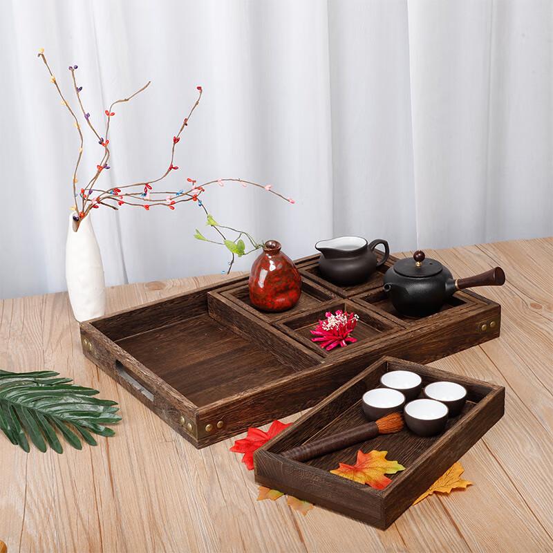 Diruien Small Rustic Paulownia Wood Serving Tray
