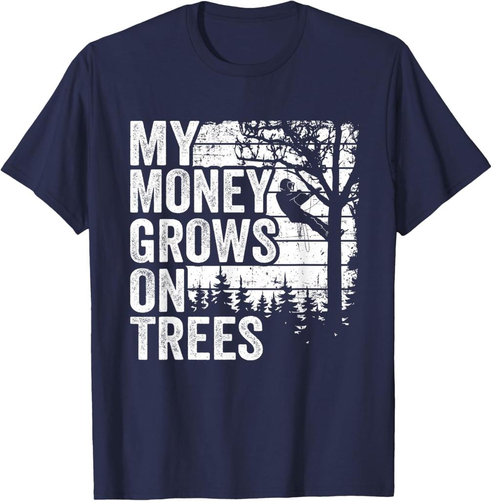 Arborist Money Grows On Trees Graphic Tee Tree Climber Vintage TShirt for Men