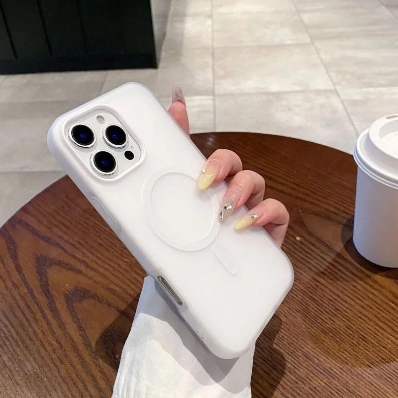 

Candy Color 2 IN 1 Phone Magsafe Case For iPhone 16 15 14 13 12 11 Pro Max Plus Magnetic Wireless Charge Soft Matte Case For iphone16Promax