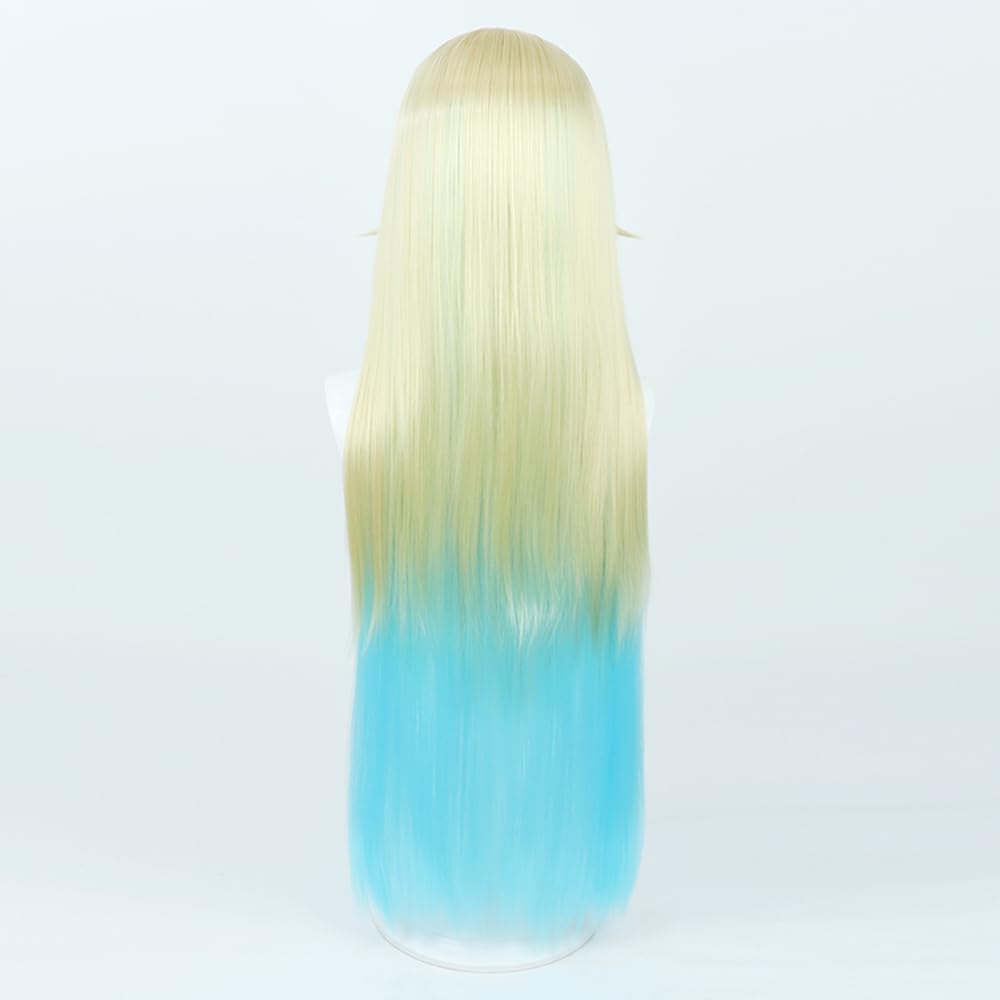 Cosplay wig, Emma Aizawa, gold and blue gradient, heat-resistant wig, costume accessory, disguise, Halloween, event, cosplay, photo shoot