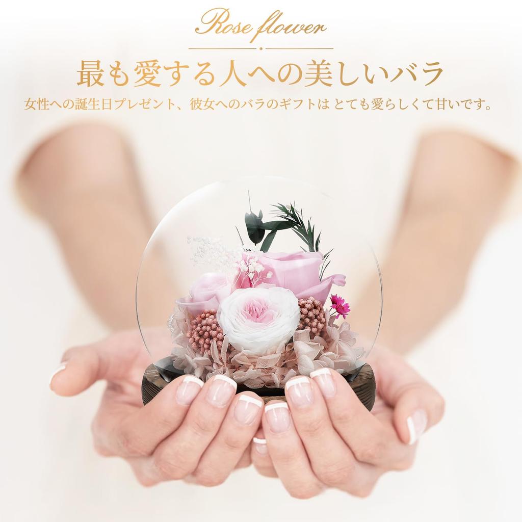 SENJWARM Preserved Flowers Birthday Gift for Women Japanese Style Glass Dome Flower Arrangement Wrapped Popular Popular Day White 60th Respect for the