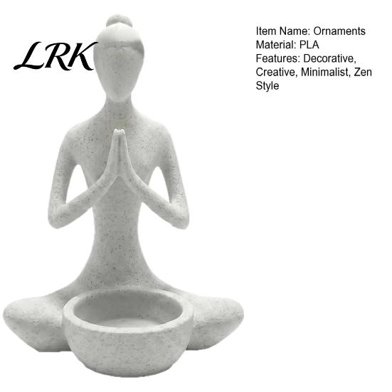 Decorative Meditation Statue 3D Printed Yoga Figure Flowerpot for Succulents and Air Plants, Minimalist Small Plant Pot Windowsill Zen Style Sculpture