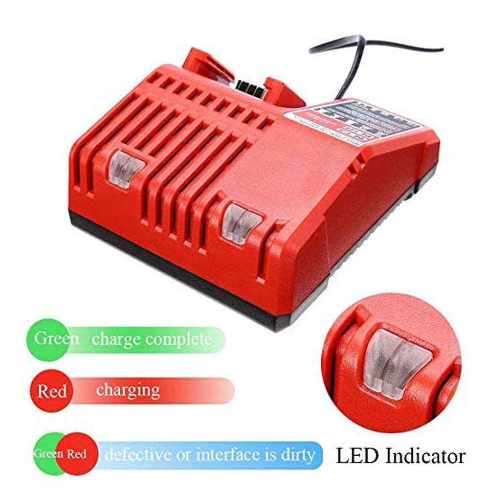 Replacement Li-ion Battery Charger Multi Voltage Charger for Milwaukee M18 14.4V-18V 48-11-1850 48-11-1840 48-11-1815 48-11-1828