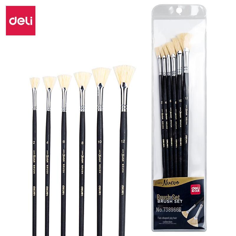 Deli Fan-shaped Hog Bristle Paint Brush Set