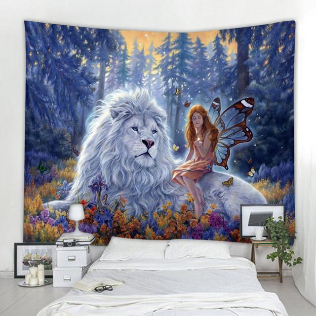 Löwe Tiger Dekoration Wandteppich Mandala Bohemian Hippie Wanddekoration Wandteppich Vorhang hängend Schlafzimmer Wohnzimmer
