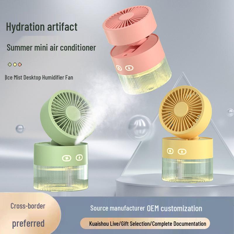 Foldable USB Mini Desktop Turbine Fan with Cooling and Humidifying Spray