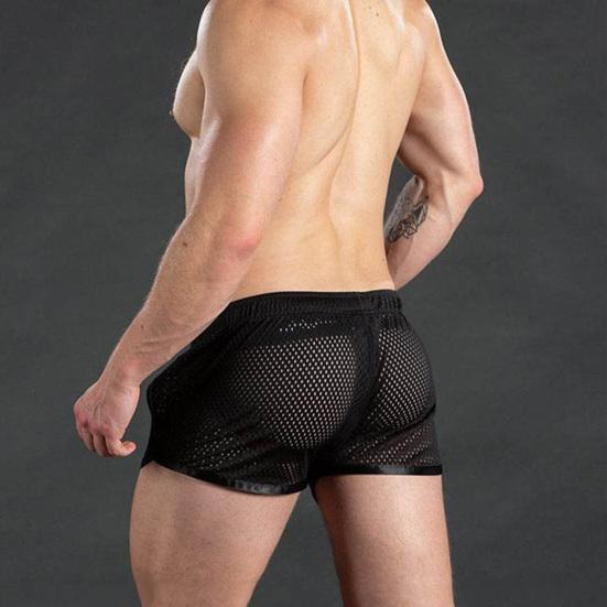 Breathable Short Pants Drawstring Design Polyester Quick Drying Adjustable Men Summer Mesh Pants for Daily Wear