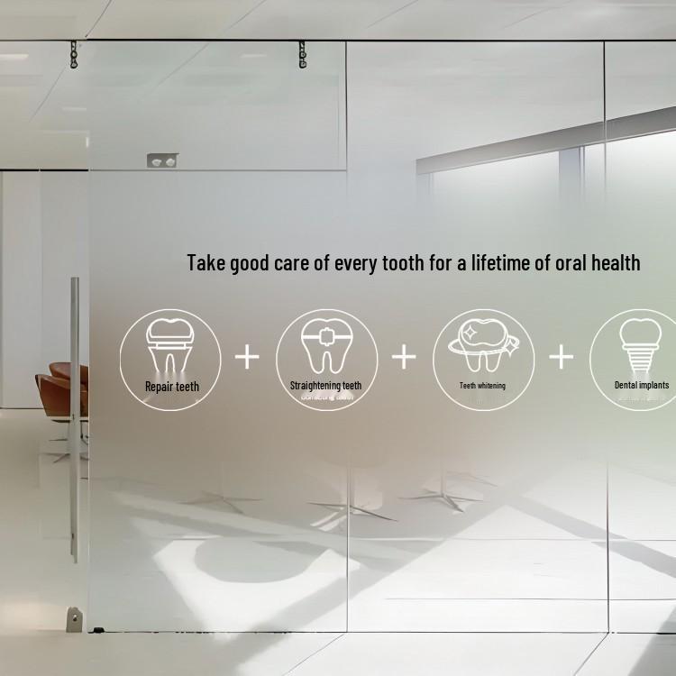 Customizable Frosted Gradient Glass Sticker for Dental Clinics & Hospitals 0X0 cm