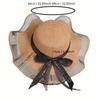 high quality1pc outdoor beach hat, large eaves bow ribbon beach hat for ladies, round-topped straw hat, bow sun hat