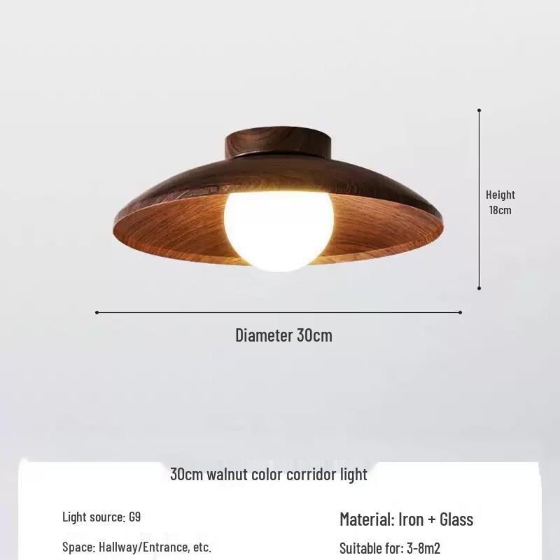 Oeny Wabi-Sabi Japanese Walnut Ceiling Light