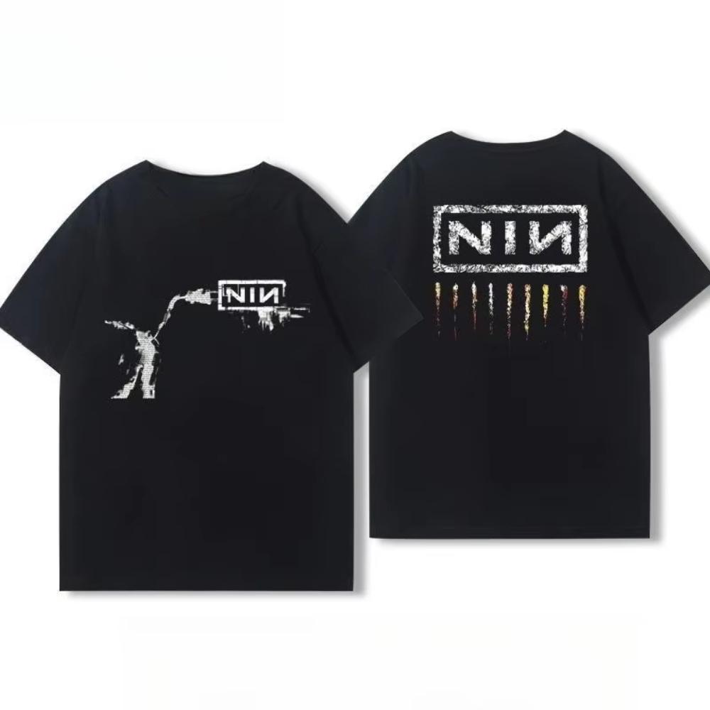 25 Top Mens and Womens Cotton Coat Nine Inch Nails Nine Inch Nails Surrounding Rock and Roll Band Printed Short Sleeve Tshirt
