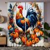 2 Stück HD Farbe Kürbis Hahn Erntedank Dekoration Vorhang Gelbe Bindung Digital bedruckter Vorhang Heimdekorationsstil decora
