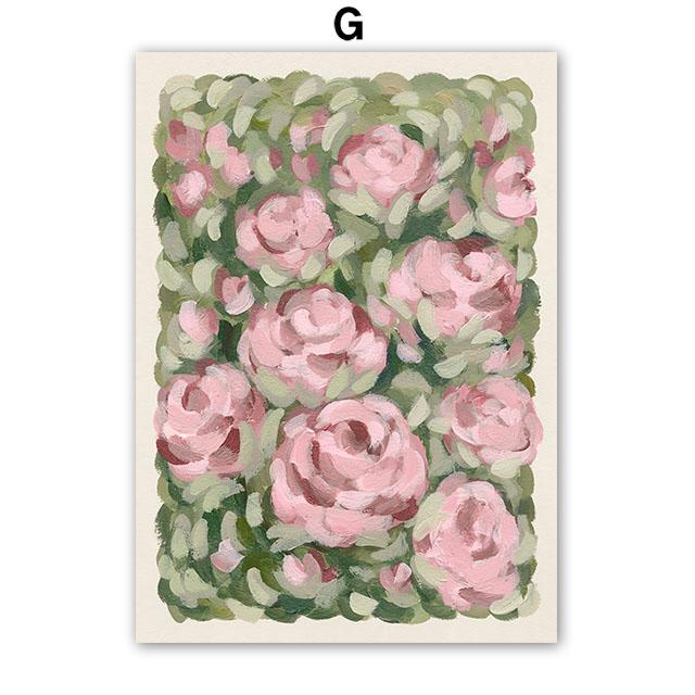 Retro Flowers Dandelion Peony Rose Leaves Gallery Posters And Prints Wall Art Canvas Oil Painting Pictures For Living Room Decor