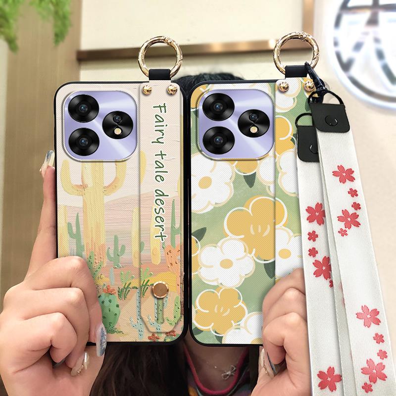 Fashion Design Wrist Strap Phone Case For UMIDIGI A15/A15C Protective Ring Anti-dust Back Cover Anti-knock Wristband