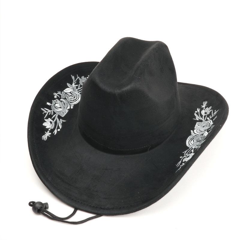 Unisex Retro Denim Floral Embroidery Jazz Hat - Western Ethnic Outdoor Style