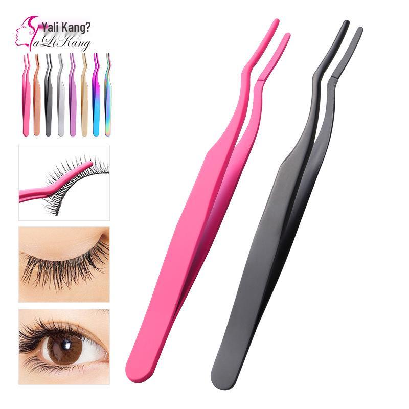 Black Beauty Eyelash Curler & Portable Eyebrow Tweezers Set – Stainless Steel Eyelash Perm Tool