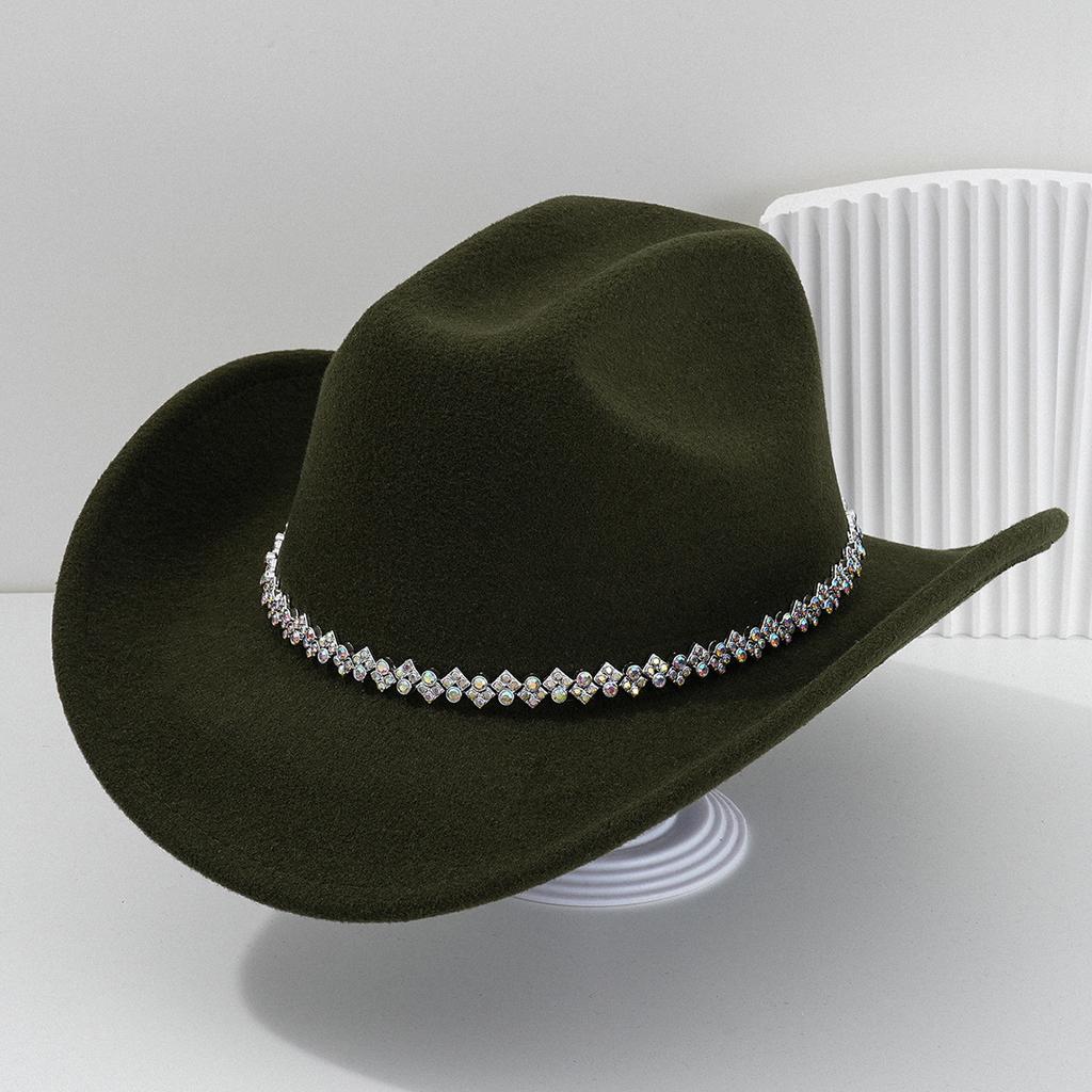 New light luxury top hat British cowboy hat Rhinestone gemstone accessories hat strap hat Panama hat