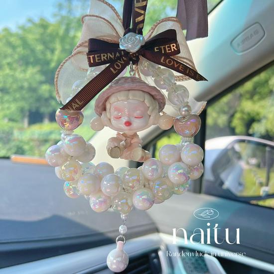 Compatible Bubble Temperature Car Mirror Bow Decoration Gift