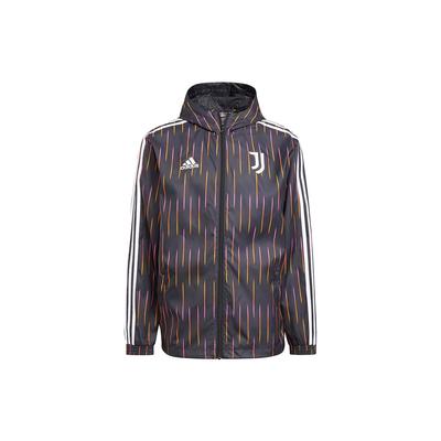 Juventus Fußball-Trainings-Windjacke mit Kapuze und Logo, Herren-Oberbekleidung, Schwarz, GR2901