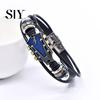 Guitar Cuff Braided Bracelet Zinc Alloy Adjustable Buckle Manual Woven Rock Music Bangle Faux Leather 3-layered Punk Retro Wrist Jewelry Shape