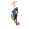 Chameleon Lizard Keychain with Rhinestone Embellishments Metal Alloy Pendant Climbing Design Durable Key Ring Accessory for Bags and Keys