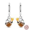 Sparkling Women Hoop Earrings 925 copper Heart Shape Star Moon Round Blue Zircon Fit Origina Drop Earrings Zircon Holiday gifts