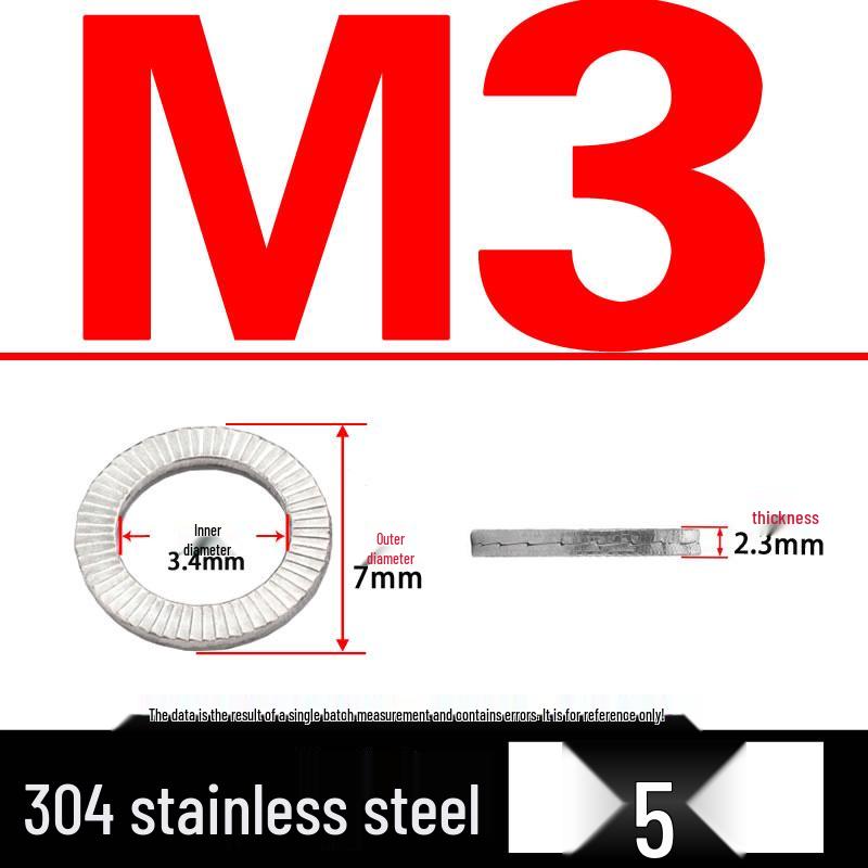 Double-Stacked Interlocking Toothed Anti-Slip Lock Washer 304 Stainless Steel DIN25201