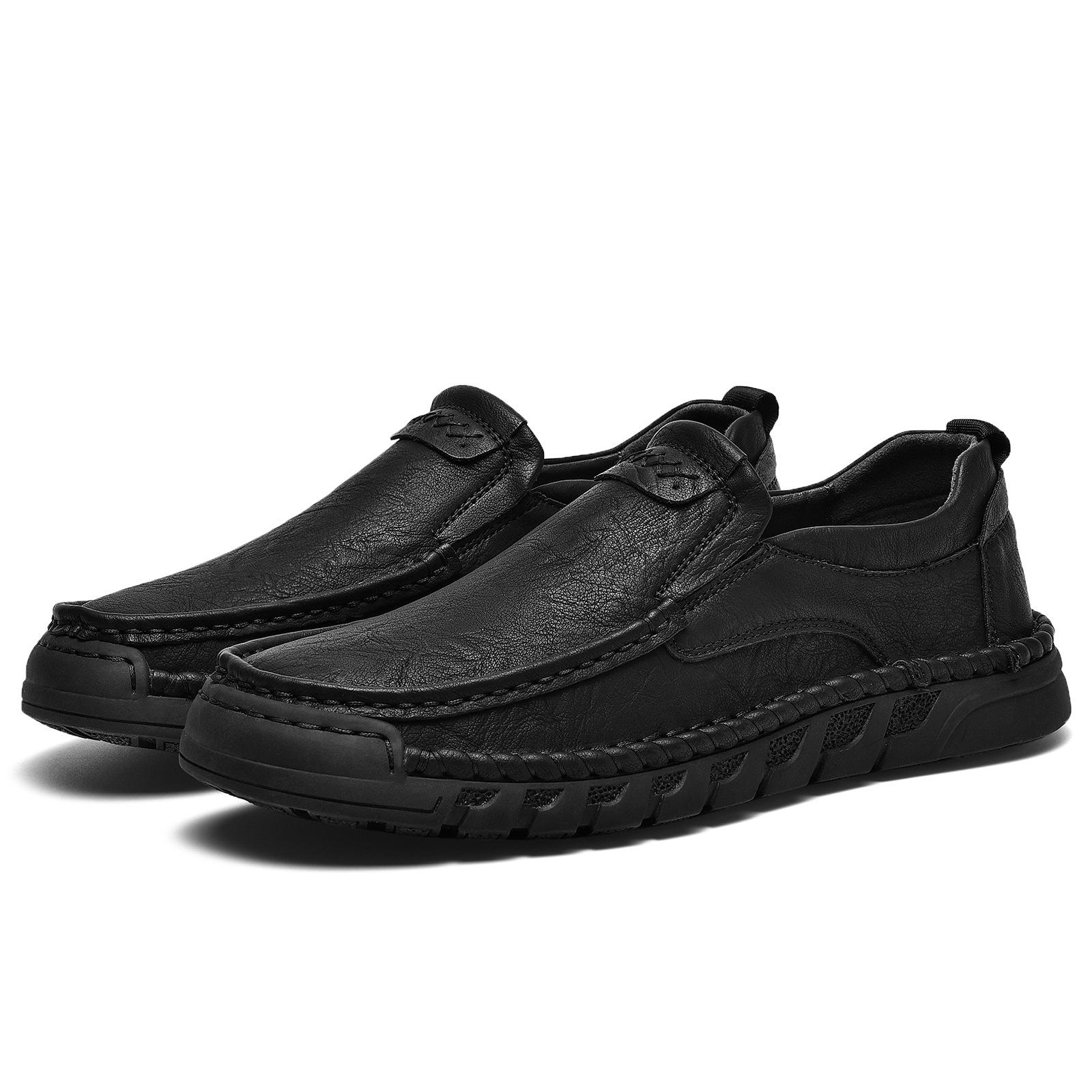 

Осень и зима 2025 новая большая обувь Doudou мужская мягкая кожа мягкая подошва ленивая накладка для ног мужские повседневные кожаные туфли для папы 38