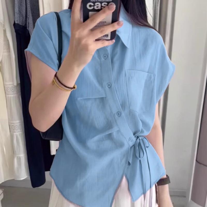 La Chapelle Women s Blue Plaid Polo Sleeveless Shirt L