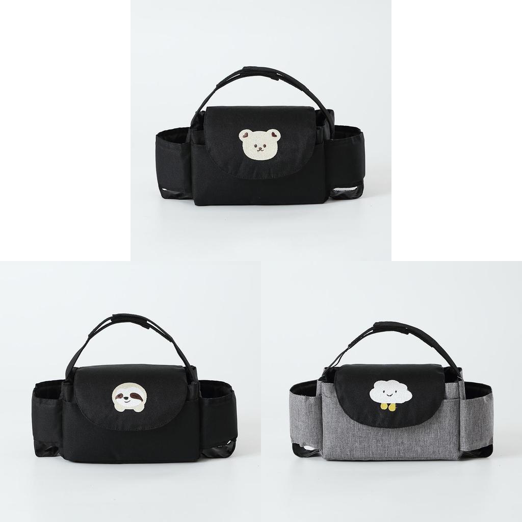 Baby Stroller Organizer Bag With Elephant Bear Embroidery Design For Onthego Storage And Bottle Holders