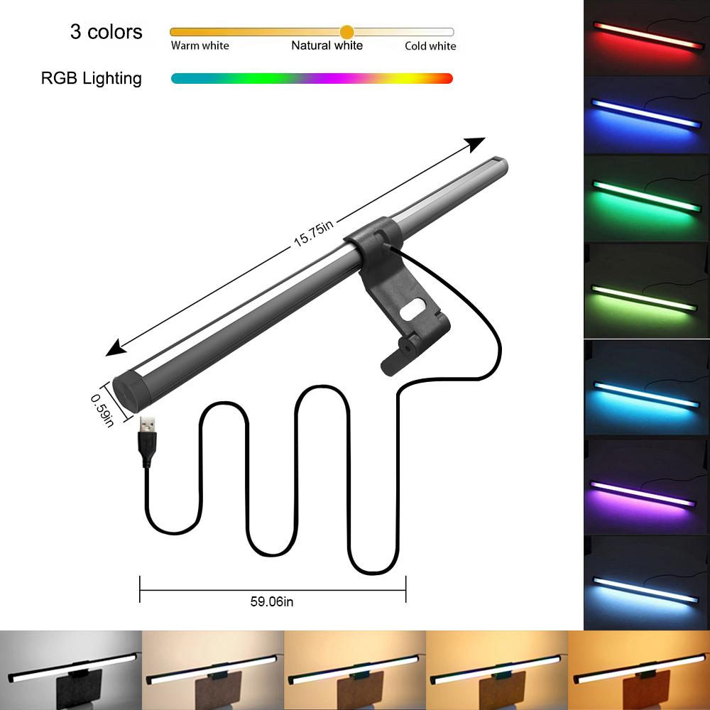 

USB Dimmable Desk Lamp Atmosphere RGB CCT Led Monitor Light Bar for Computer Gaming Lights Bar Monitor Screen Hanging Lighting