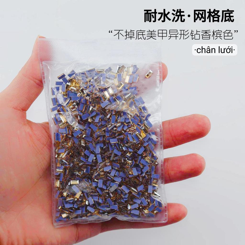 Mesh Bottom Nail Art Diamond, Champagne Special-Shaped Diamond, Small Size, No Bottom Nail Drill, Washable Flat Bottom Special-Shaped Whole Batch