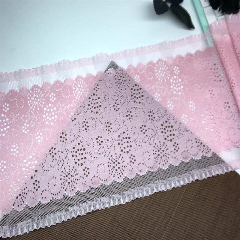 ( 2 Colors ) 23cm Wide Elastic Lace, Stretchy Spandex Lace Fabric for Sewing, Lingerie, Bra, Underwear, Dress, Garment & Crafting