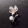 Elegant Luxury Enamel Diamond Pearl 3D Flower Brooch for Women – Anti-Exposure Pin Accessory