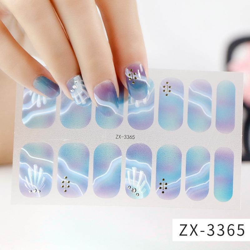 ZX 3D Waterproof No-Cure Gel Nail Wraps, Full Cover Japanese & Korean Style Spring & Summer Nail Stickers, Nail Patch Films