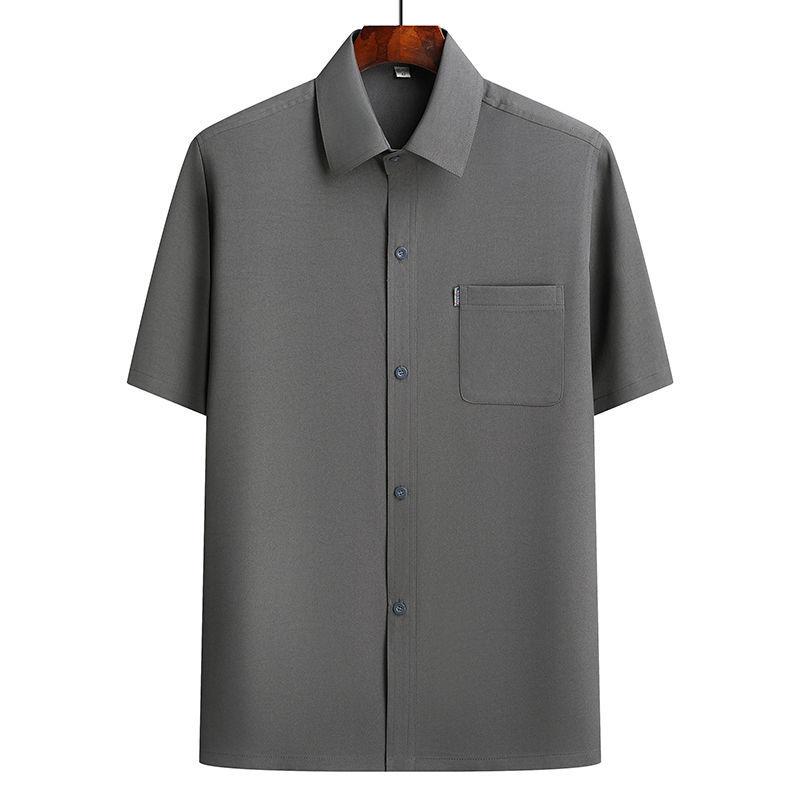 Middle-aged and elderly ice silk short-sleeved thin shirt men's summer dad suit summer grandpa clothes elderly men's shirt