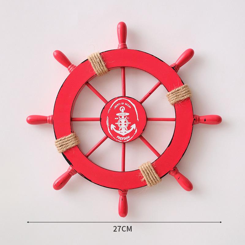 Mediterranean Ship Rudder Decoration Nautical Boat Wheel Helm Wooden Craft Home Living Room Decoration Accessories